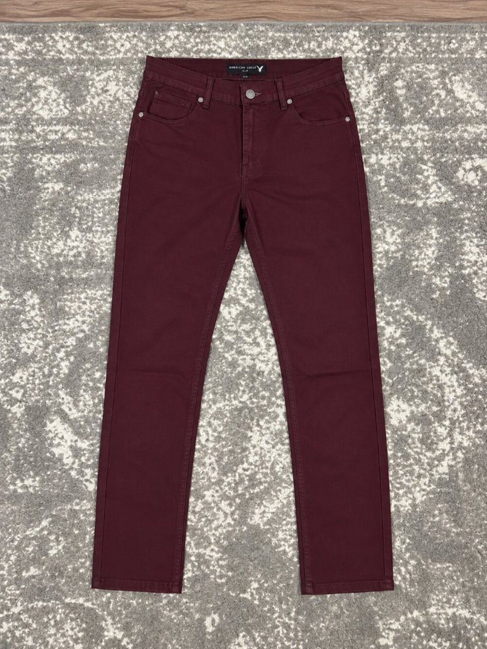 American Eagle Burgundy Slim Straight Jeans Red Wine Denim Pants
